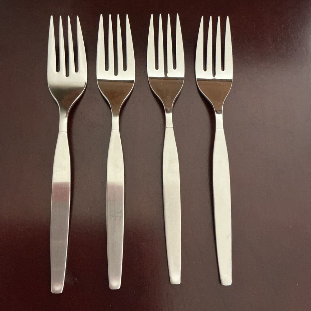 Oneida Community FROSTFIRE Stainless 4 Salad Forks Satin Flatware - 6 1/2"